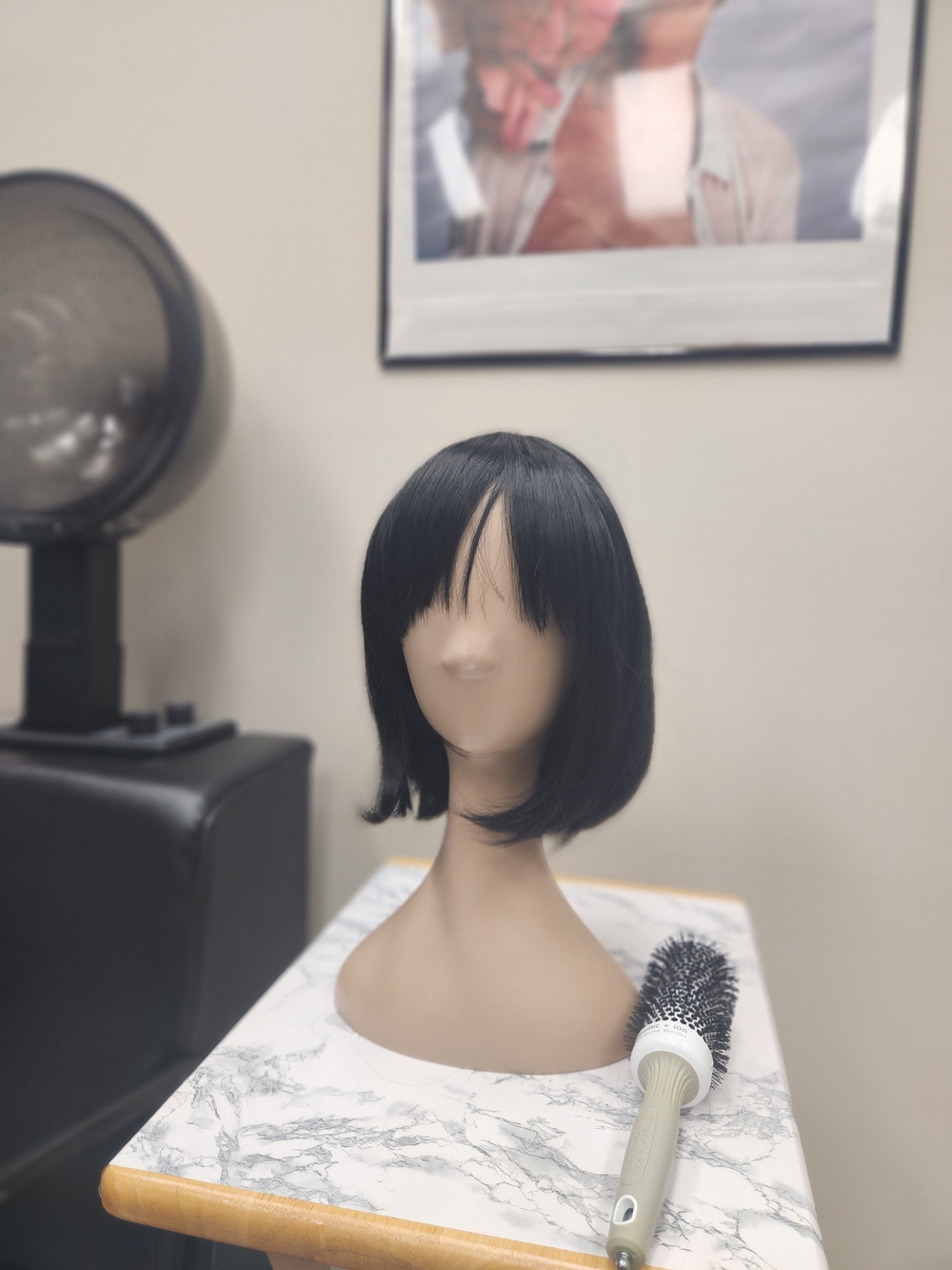 Classic Black Short Bob Wig with Fringe - Women Hair
